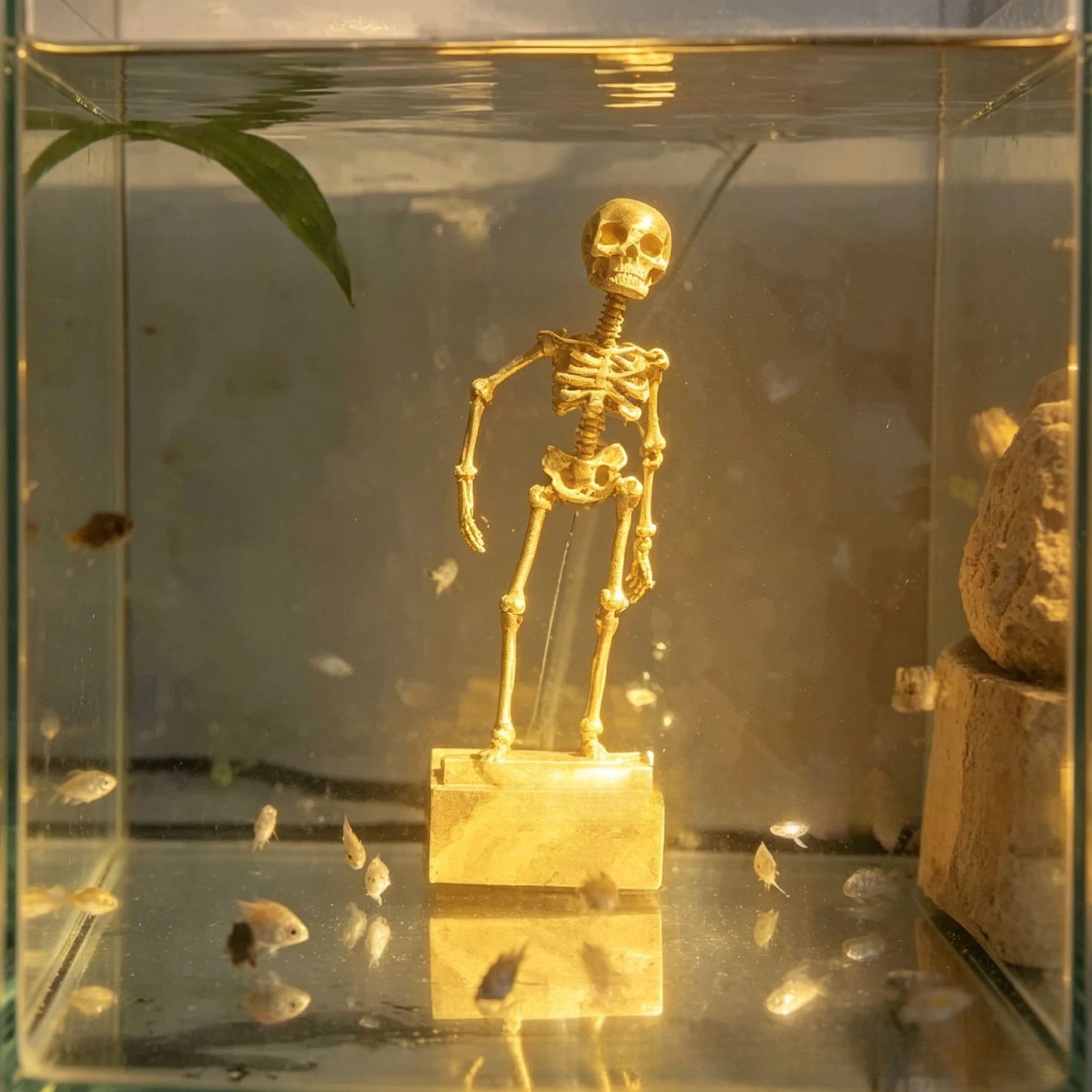 Realistic Dancing Skeleton Aquarium Air Bubbler, Decorative Fish Tank Ornament Equipped with Air Hose