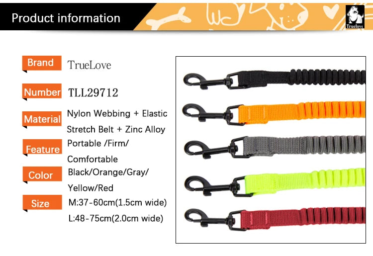 Truelove Pet Dog Leash Stretchable Elastic Buffer Nylon Seat Belt Can be Used with Chest Strap For All Varieties Pet TLL29712