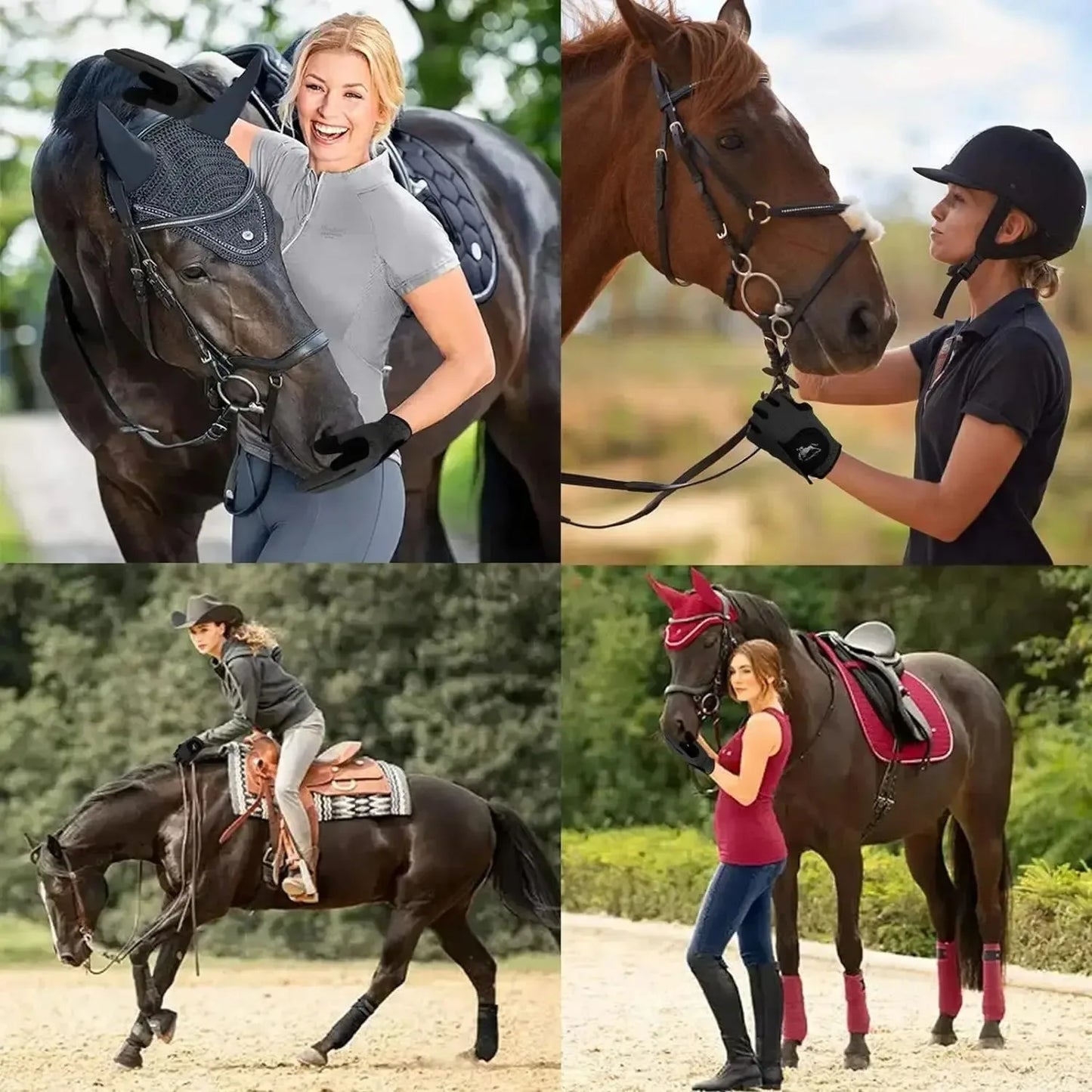 Lightweight Breathable Mesh Equestrian Gloves for Women, Color Pack Offering Comfortable Secure Grip in All Weather Conditions