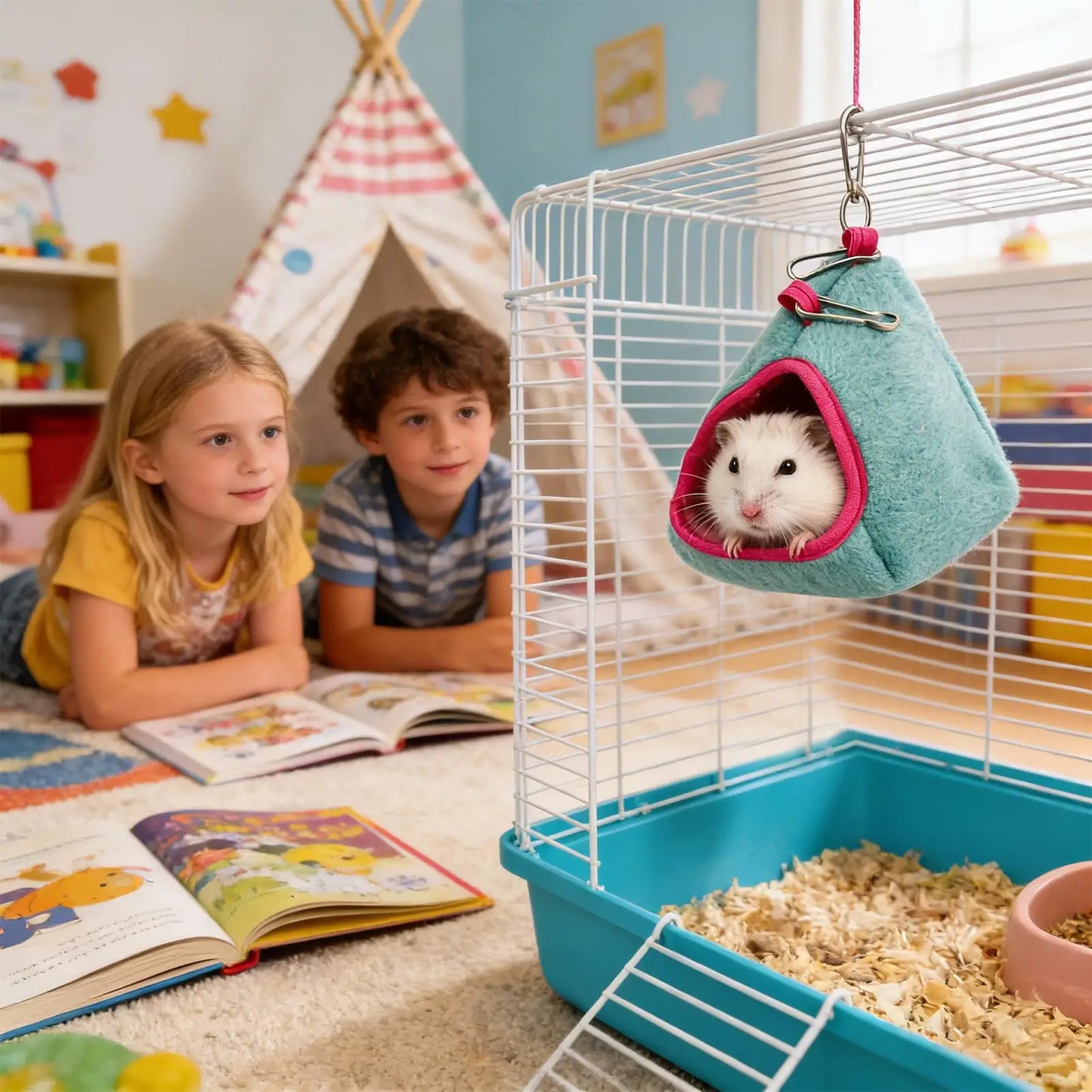 Hamster Hanging Nest Warm Semi-Enclosed Scratch-Resistant Hamster House Hammock Hamster Cage Deco For Golden Hamster