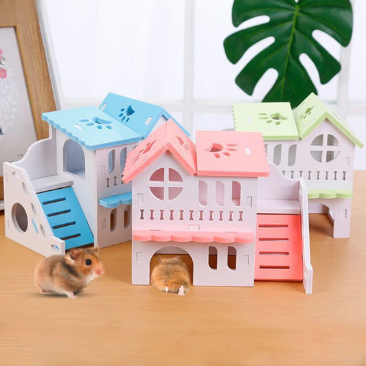 PetNest Two Layer Hamster House With Ladder - Plastic Hideout For Small Pets Perfect Toy Habitat