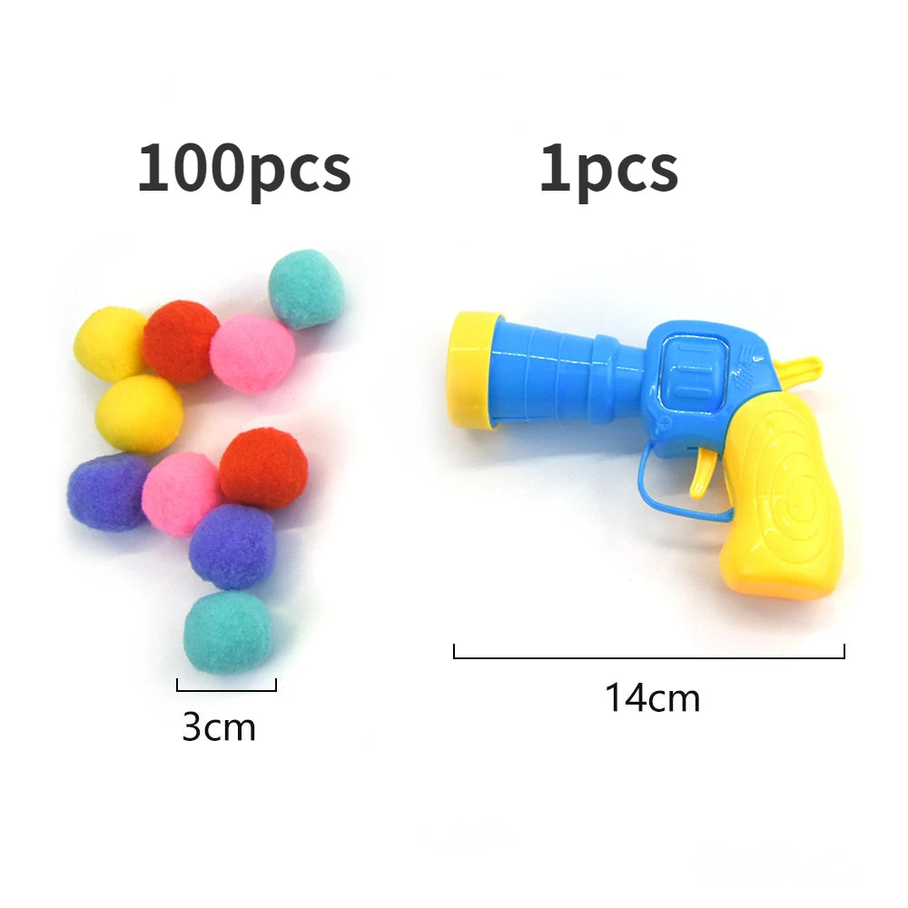 Plush Ball Shooting Gun Cat Toys Interactive Kittens Mini Pompoms Launcher Games Pet Accessories Supplies Indoor Cats Self Play