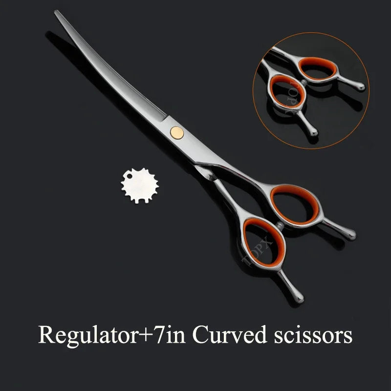 Pet Grooming Curved Scissors Set For Dogs Professional Trimming Bent Scissors Teddy Cutting Clippers
