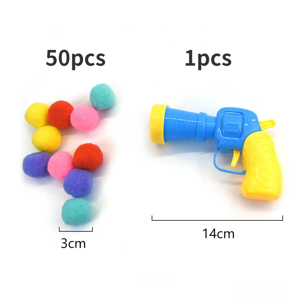 Plush Ball Shooting Gun Cat Toys Interactive Kittens Mini Pompoms Launcher Games Pet Accessories Supplies Indoor Cats Self Play