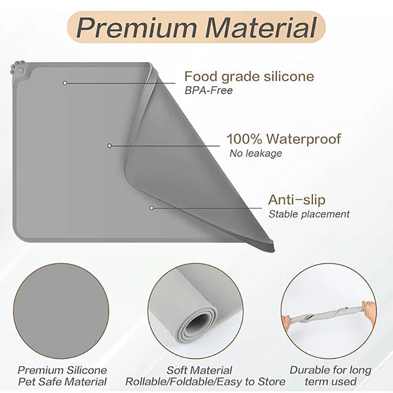 1/Pcs Silicone Pet Meal Mat Waterproof, Anti Slip Leak Proof Food Mat Cat and Dog Mat Dog Mat Cat Mat Pet Supplies