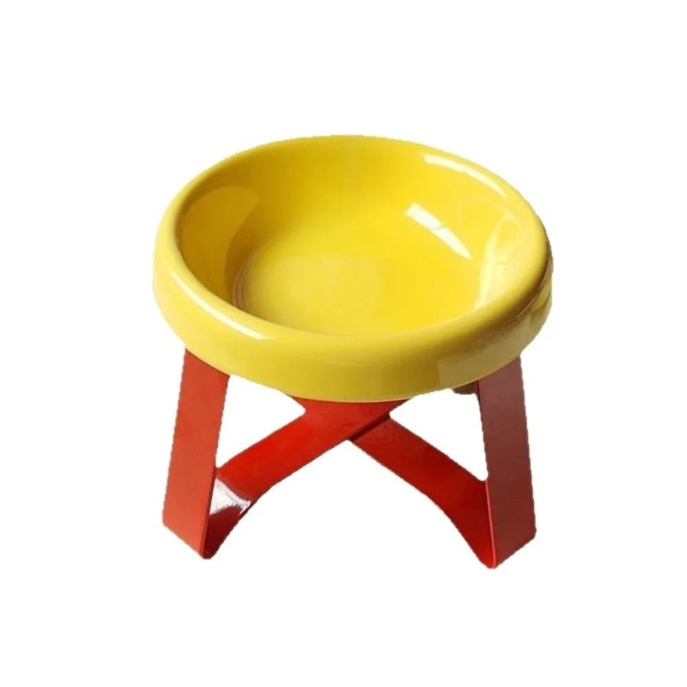 Pet Supplies Large Diameter Elevated Cat Bowl Anti-knock Anti-leakage High Foot Bowl Anti-spill Anti-choke Water Bowl Indoor Use
