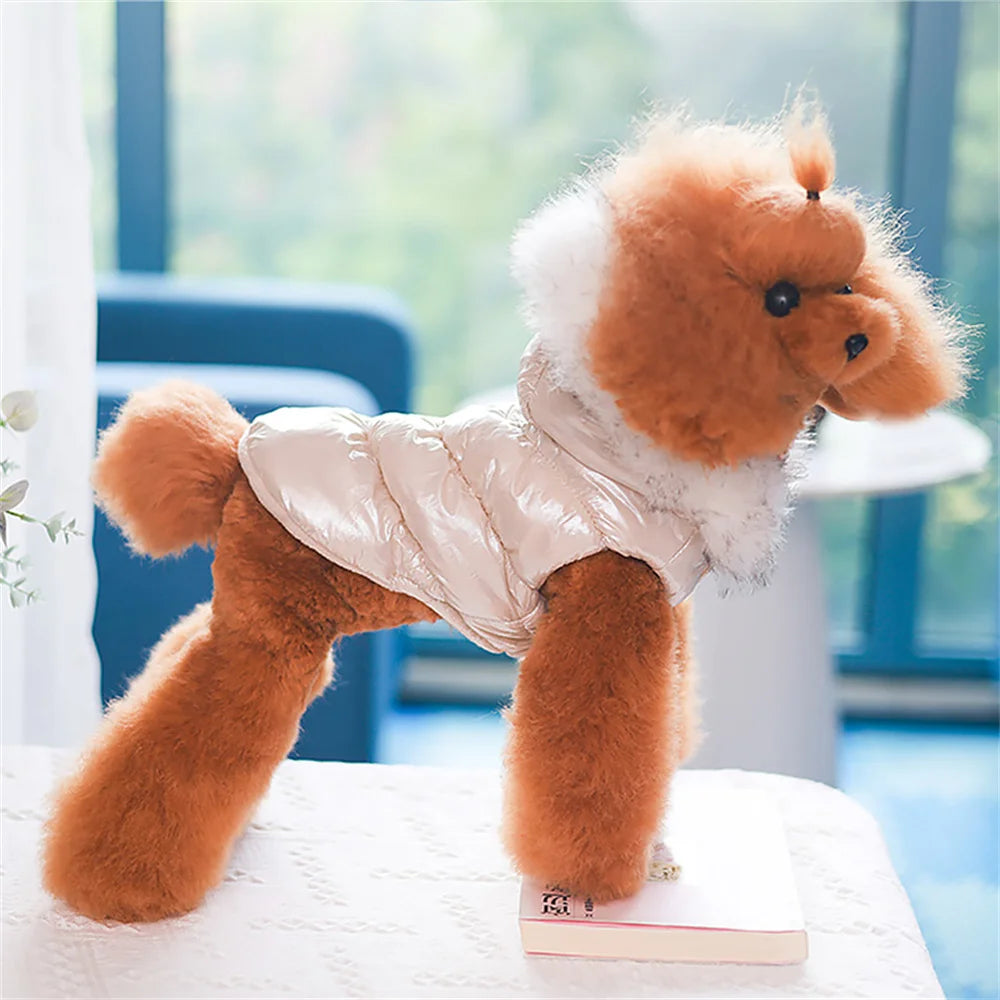 Fashion Winter Dog Down Jacket Warm Fleece Pet Coat for small Dogs Yorkshire Shih Tzu Luxury Fur Collar Puppy Clothes Outfits