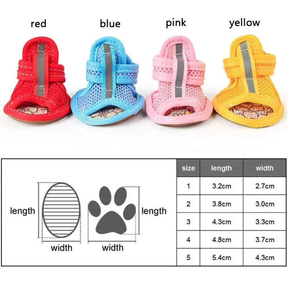 4pcs/pack Cute Casual Style Breathable Outdoor Spring Summer Wear Pet Supplies Dog Shoes Puppy Shoes Pet Sandals