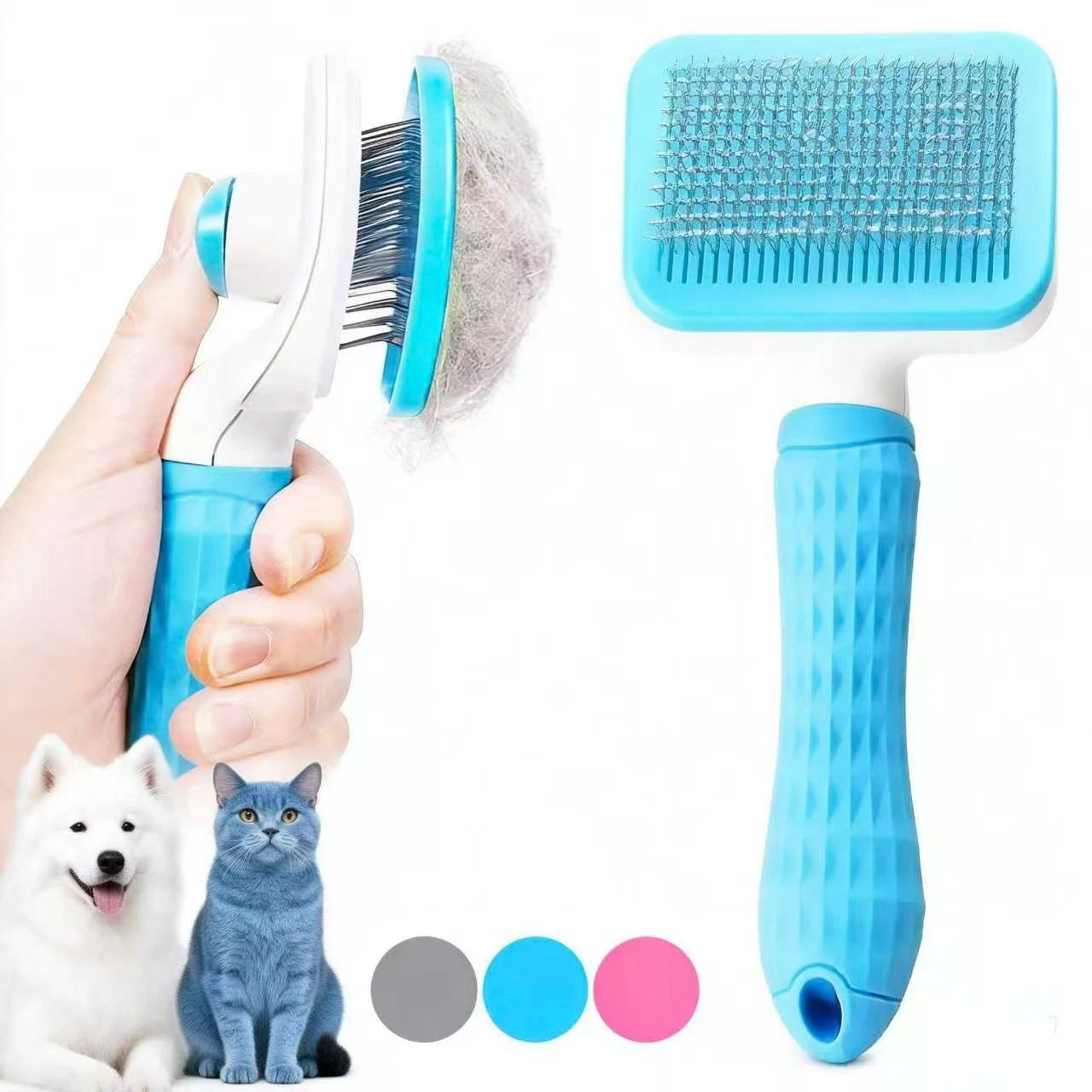 Self-cleaning Pet Hair Remove Comb Cat Slicker Brush Pet Hair Removal Comb For Dogs Cats Grooming Tools Combs Dogs Accessories