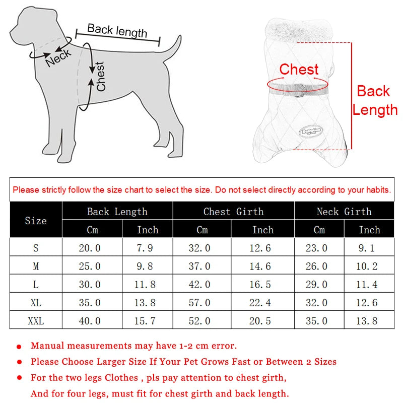 Winter Warm Dogs Jumpsuit for Small Dogs Cats Puppy Clothes Chihuahua Overalls Outfits Poodle Yorkies French Bulldog Pet Costume