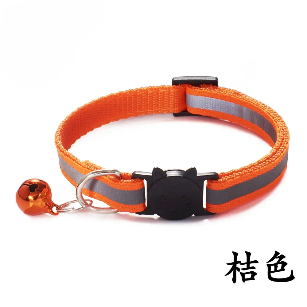 Reflective Breakaway Cat Collars with Bells Safety Buckle Adjustable Kitten Collar for Female and Male Cats