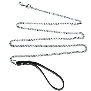 Durable Anti-Bite Metal Dog Chain Lead For Small Medium Large Dog Chain Leash Handle Leads PU Leather Iron Chain Pet Accessories