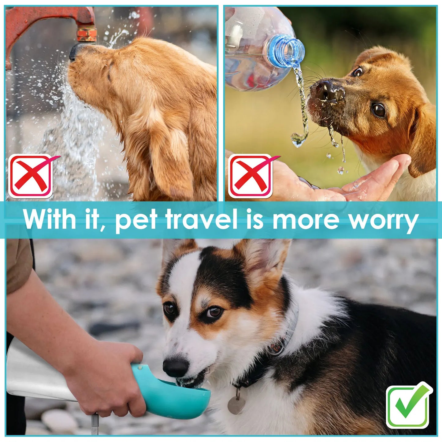 700ML Dog Water Bottle Portable Pet Water Dispenser with Drinking Feeder Outdoor Leak Proof Puppy Drinking Container for Travel