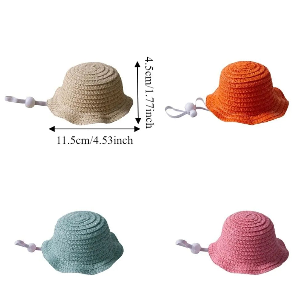 Pet Supplies Adjustable Pet Straw Hat Breathable Weaving Dog Fisherman Hat Wide Brim Pet Sunshade Hat Walking Hiking