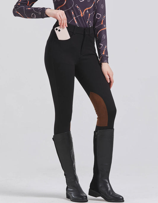 Title (SEO, ≤40 chars): Half Leather Equestrian Pants Anti Slip