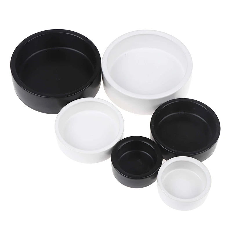 Reptile Food Bowl Anti-Escape Ceramic Feeder Dish Black White Reptile Water Bowl For Hermit Crab Gecko Chameleon Corn Snake