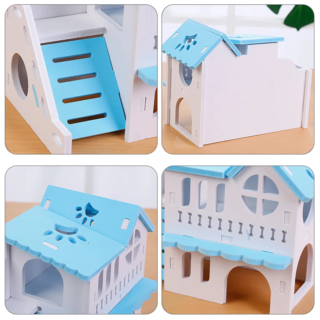 PetNest Two Layer Hamster House With Ladder - Plastic Hideout For Small Pets Perfect Toy Habitat