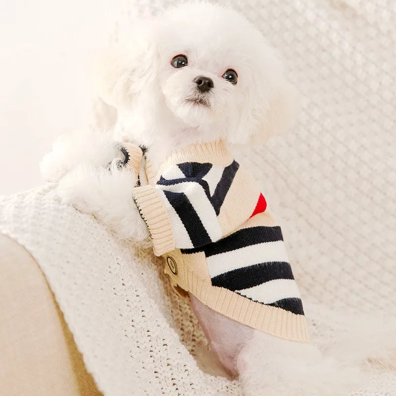 Winter Dog Sweater for Small Dogs Pet Striped Dog Cardigan Bear Print Puppy Knitted Sweater Fashion Cat Coat Poodle Dog Clothes