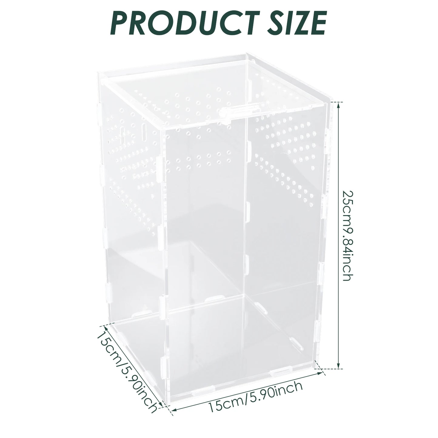 Reptile Feeding Box Acrylic Transparent Terrarium Habitat Insect Spider Lizard Scorpion Bearded Dragon Breeding Arboreal Cage