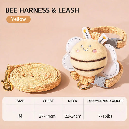 Pet Supplies Cartoon Bee Cat Harness Portable Adjustable Dog Harness Breast Back Harness Leash Set Pet Walking