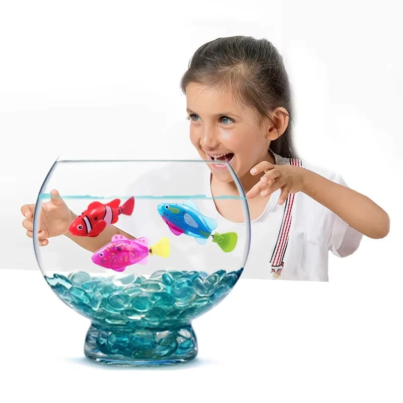 Luminous Kids Toys Electronic Swimming Fish Activated Glow Pet Toy for Kids & Cats, Bath/Pool Interactive Toy, Baby Shower Gift