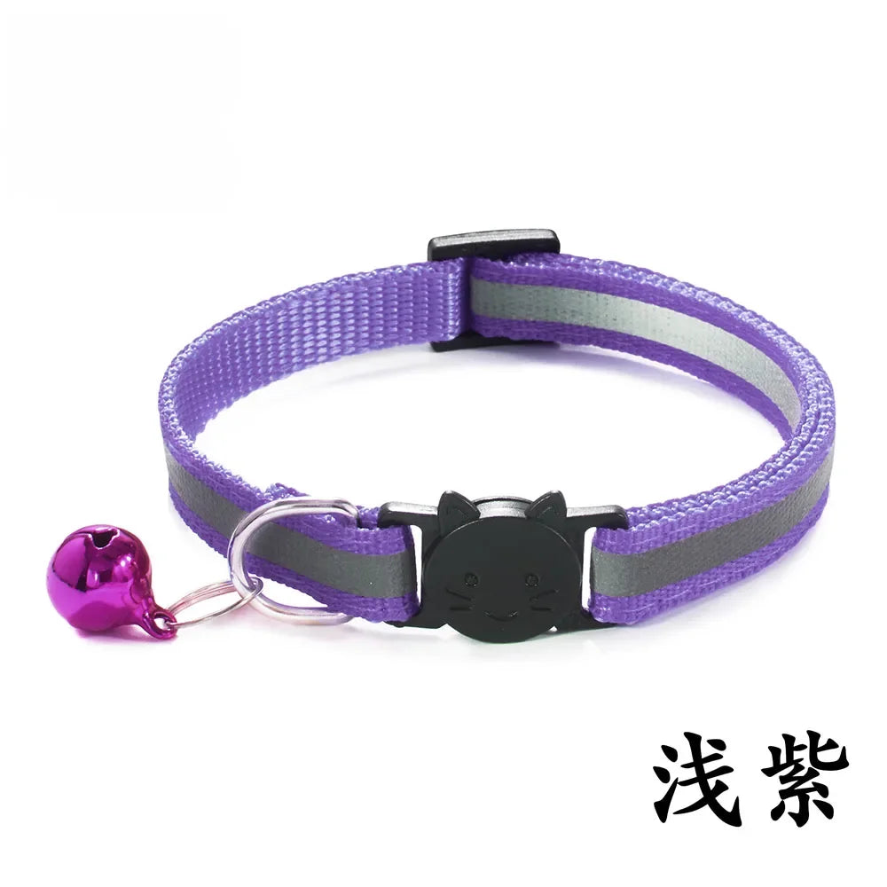Reflective Breakaway Cat Collars with Bells Safety Buckle Adjustable Kitten Collar for Female and Male Cats
