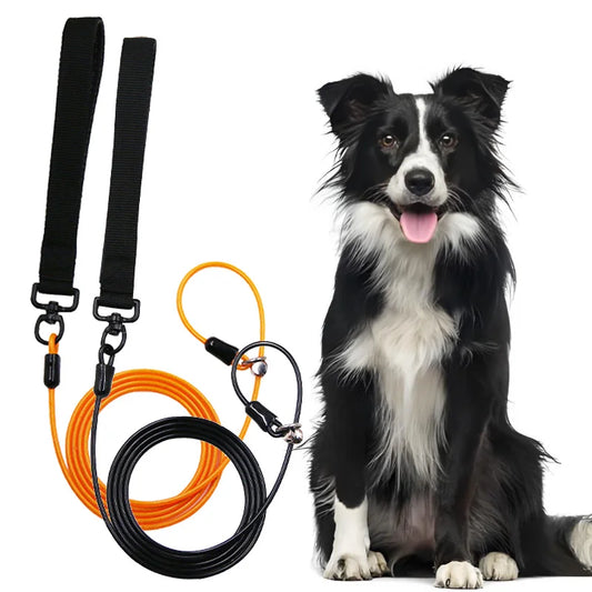 1.2/1.5mDog Tie Out Cable Dog Runner for Yard Steel Wire Chew Proof Dog Leash Training Lead for Big Strong Dogs Rugged Lead Rope