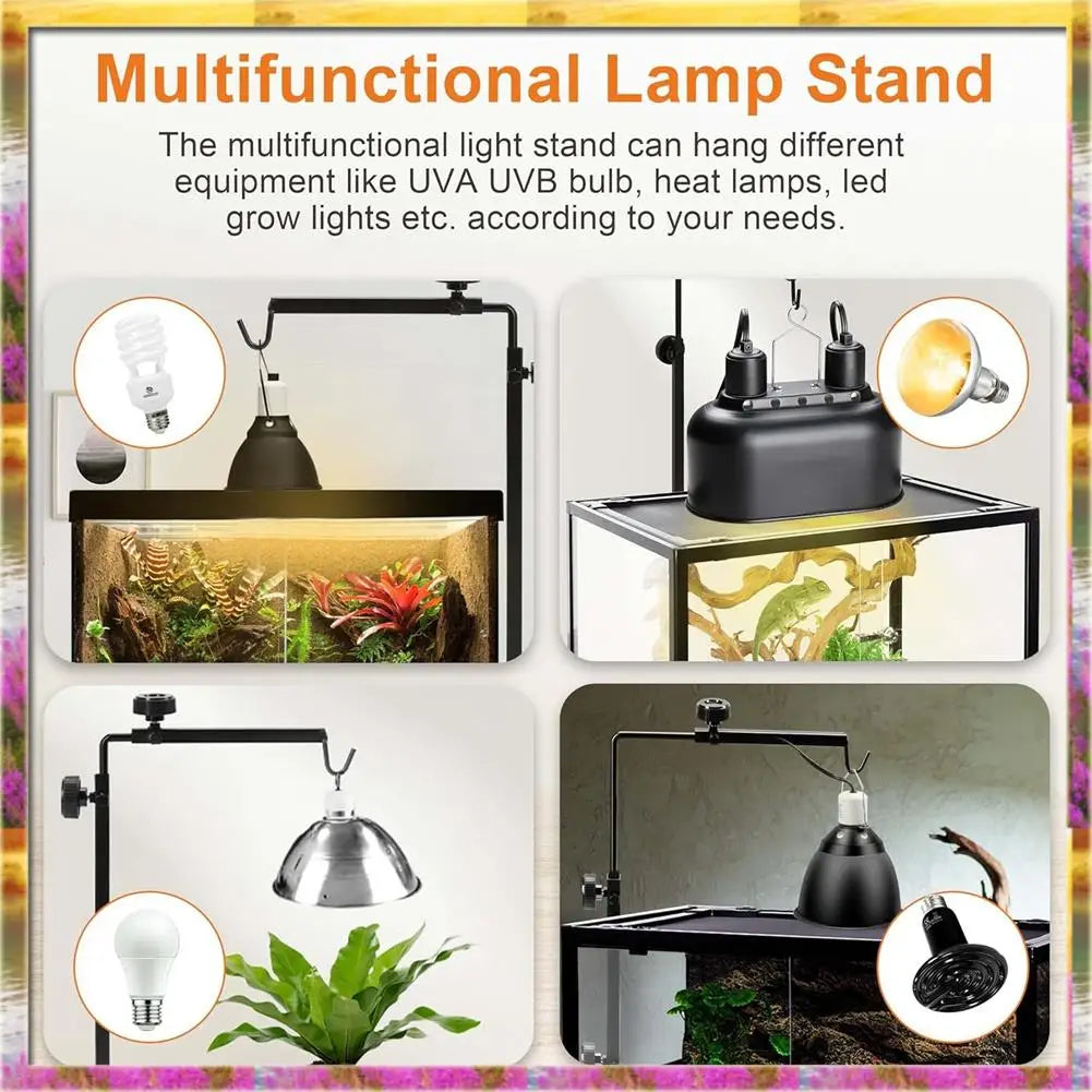 【AB07 Price 】Reptile Lamp Stand Adjustable Metal Floor Lamps Reptile Reptile Tank Heating Light Support For Bearded Dragon Snake