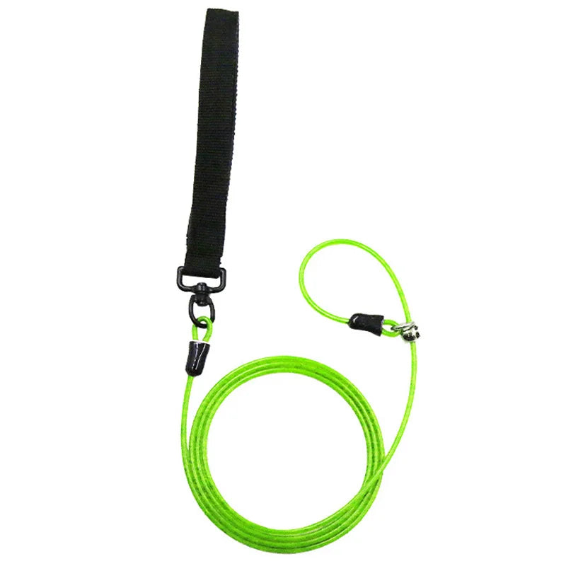 1.2/1.5mDog Tie Out Cable Dog Runner for Yard Steel Wire Chew Proof Dog Leash Training Lead for Big Strong Dogs Rugged Lead Rope