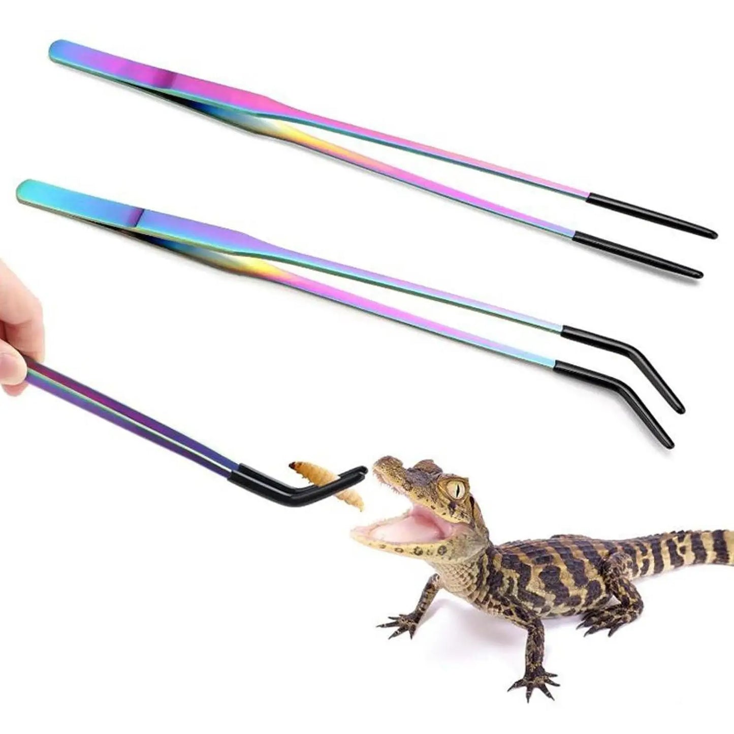 Reptile Feeding Tongs Long Aquarium Tweezers for Lizards Gecko Snakes Enclosure Accessories Water Grass Bearded Dragon Tank