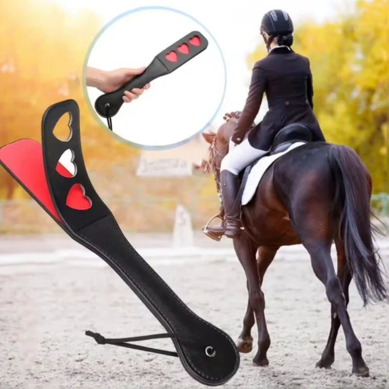 32CM High Quality Black Leather Horse Whip, Anti-slip Portable Equestrian Accessory for Outdoor Training