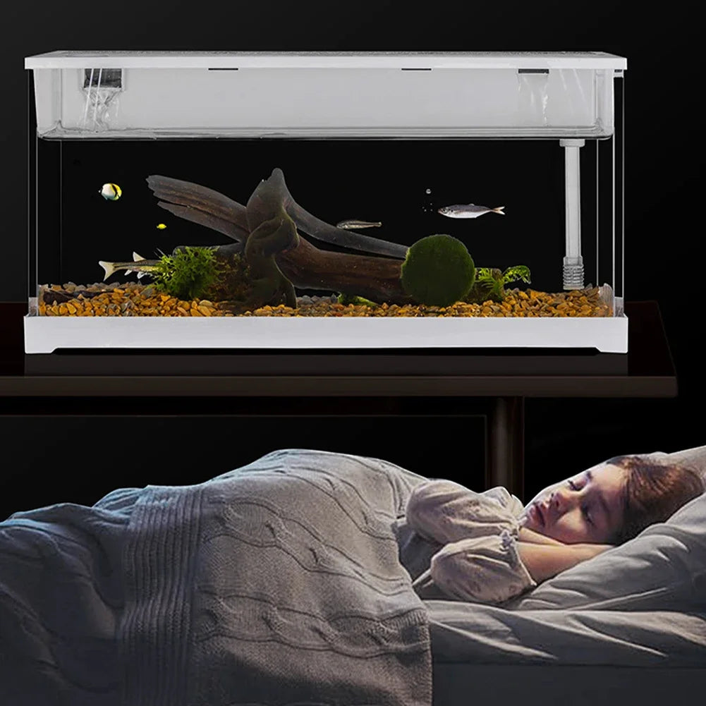 Ultra Clear Acrylic Fish Tank Silent Aquarium with LED Light Built-In Circulating Filtration System For Liveroom Home Decor