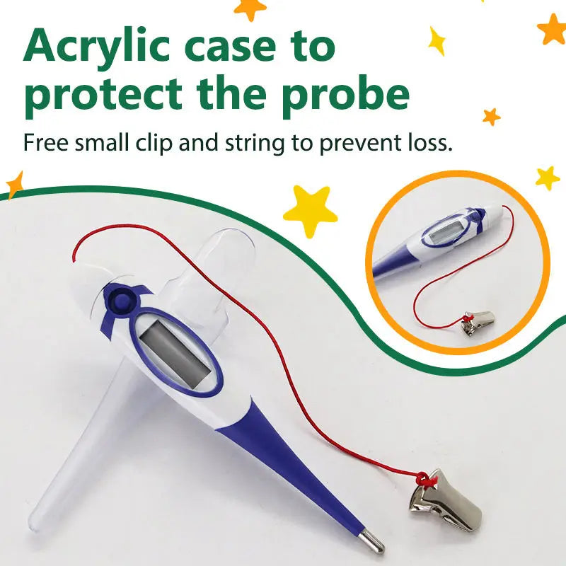 Professional Animal Digital Thermometer with Soft Probe Blue Digital Pet Dog Cat Veterinary Thermometer Waterproof Equipment