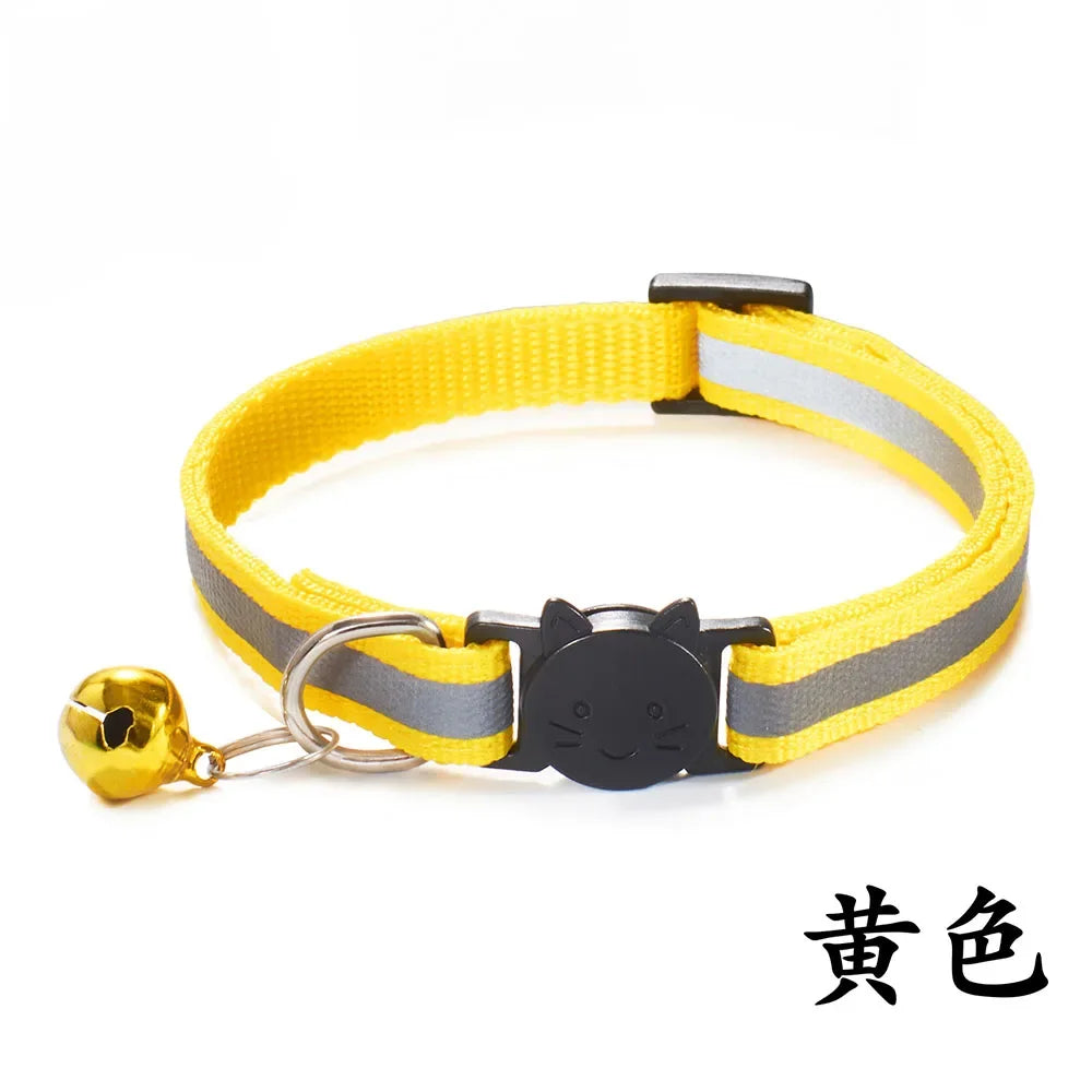 Reflective Breakaway Cat Collars with Bells Safety Buckle Adjustable Kitten Collar for Female and Male Cats