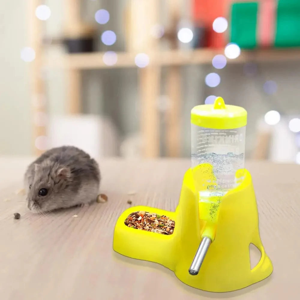 PetHaven Automatic Hamster Water Feeder 80ml Bottle And Food Dish Combo - Dual Hydration Solution For Small Pets