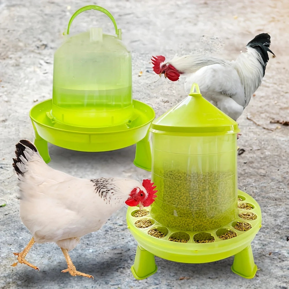 Transparent Feeder And Water Bucket Set for Poultry Hanging Self-Recovering Feeder with Base Tray Durable Polypropylene