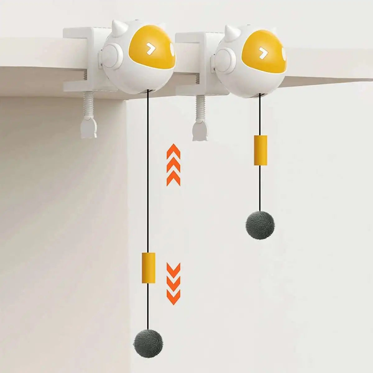 Electric Cat Toy Ball Automatic Lifting Spring Rod To Relieve Boredom Plush Ball lifting Ball Interactive Puzzle Smart Pet Toy