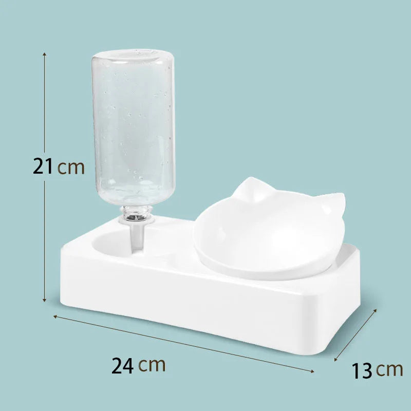 2-in-1 Pet Dog Cat Food Water Feeder Bowl Double Bowls Anti-Slip Automatic Water Dispenser Pet Feeding Supplies for Dogs Cats