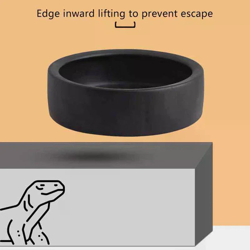Reptile Food Bowl Anti-Escape Ceramic Feeder Dish Black White Reptile Water Bowl For Hermit Crab Gecko Chameleon Corn Snake