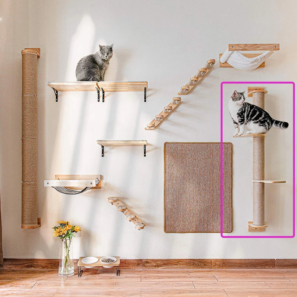 41In Cat Tree With Scratching Posts 2 Perches Platforms Wall Mounted Sisal Scratcher Hammock For Cats Kittens Climb Play Rest