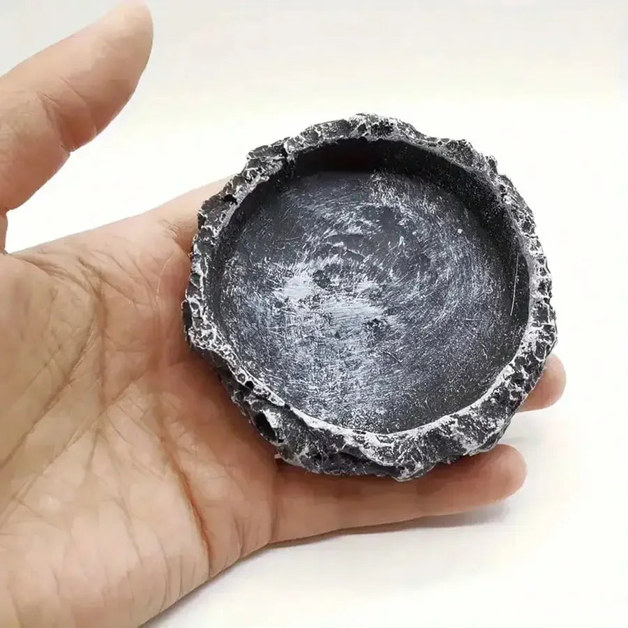 1 Pcs Small Reptiles Realistic Stone - Like Reptile Feeding and Water Bowls Safe and Durable Ideal for Bearded Dragons and Other