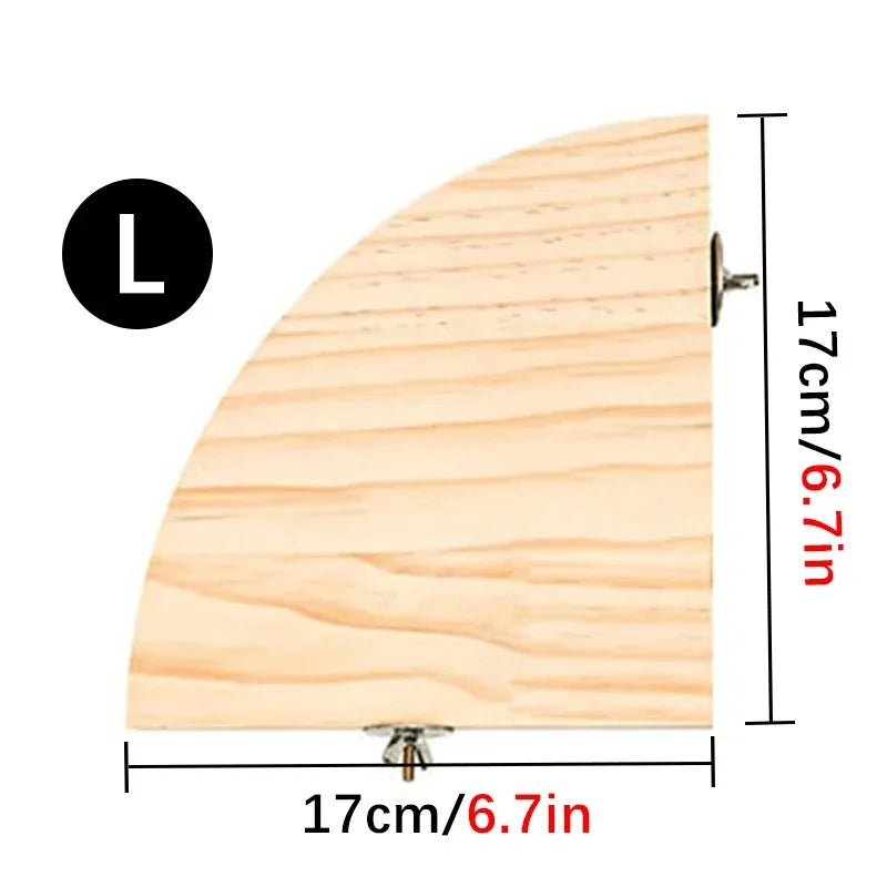 NatureNest Wooden Bird Perch Stand Rectangle Fan Shaped Shelf For Parrot Parakeet And Small Pets Cage Friendly