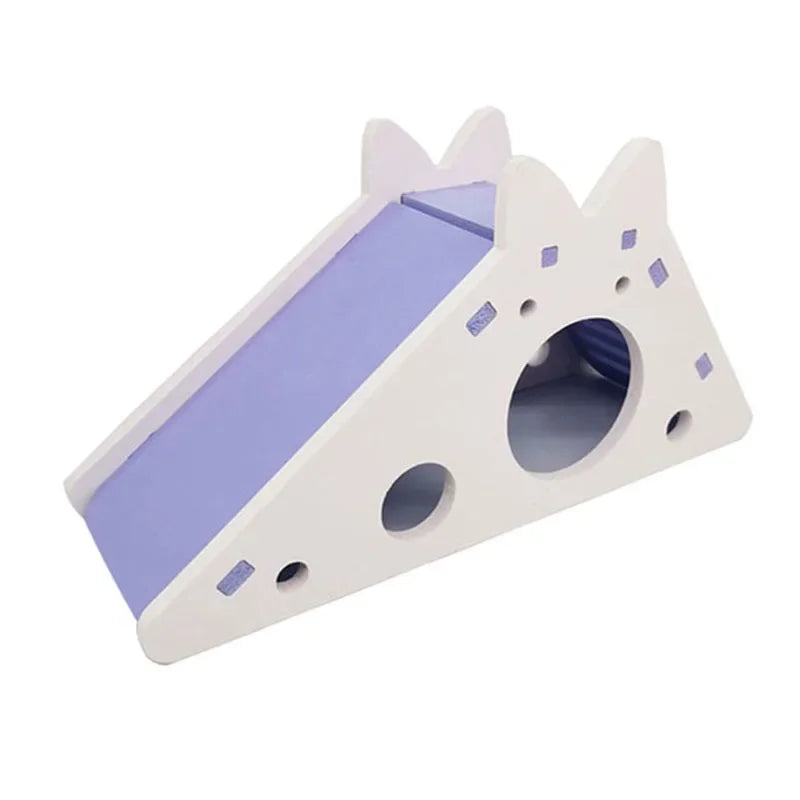 Assembled Hamster Slide Toy Guinea Pig Golden Bear Wooden Colorful Hamster House Small Pets Cage Toys Hamster Accessories