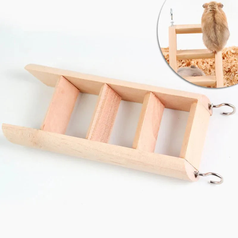 WoodlandWhiskers Wooden Ladder For Hamsters And Small Pets 15cm By 6.5cm - Natural Color Durable Wood Accessory