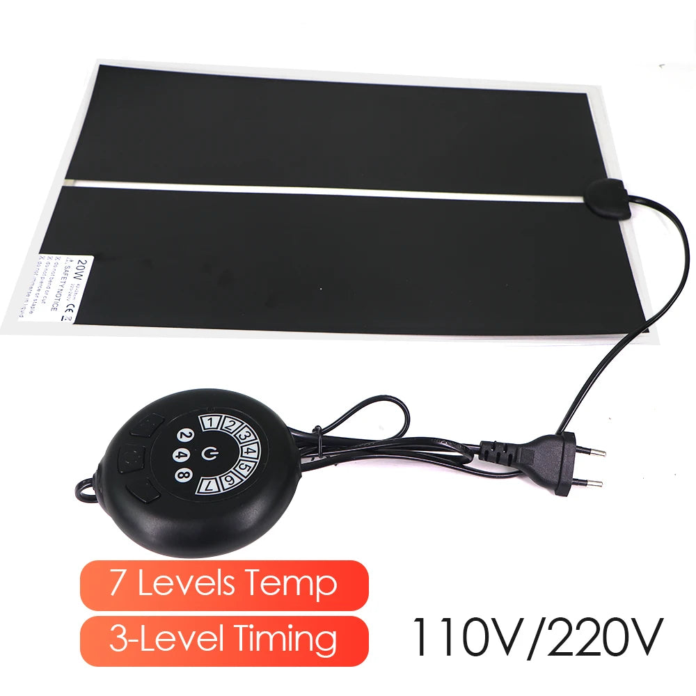EU/US/UK/AU Farm Reptiles Heating Mat with Temperature Controller forTerrarium Climbing Pet Warm Heat Pad 7-Levels 2/4/8H Timing