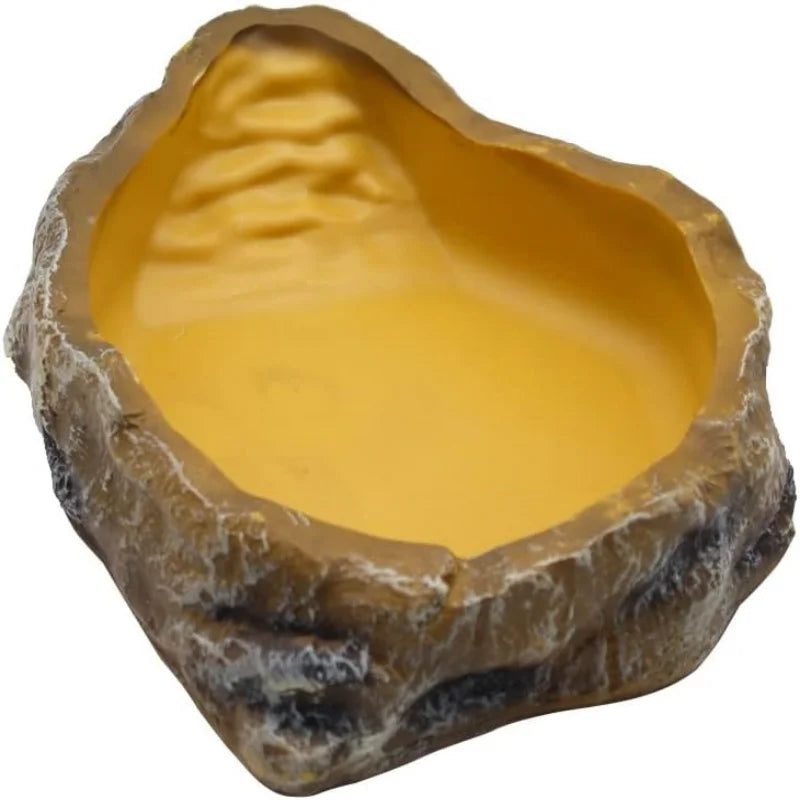 Reptile Worm Water Bowl Resin Rock Dish Plate Terrarium Tank Turtle Food Bowls for Lizard Snake Frog Scorpion Hamster Feeder