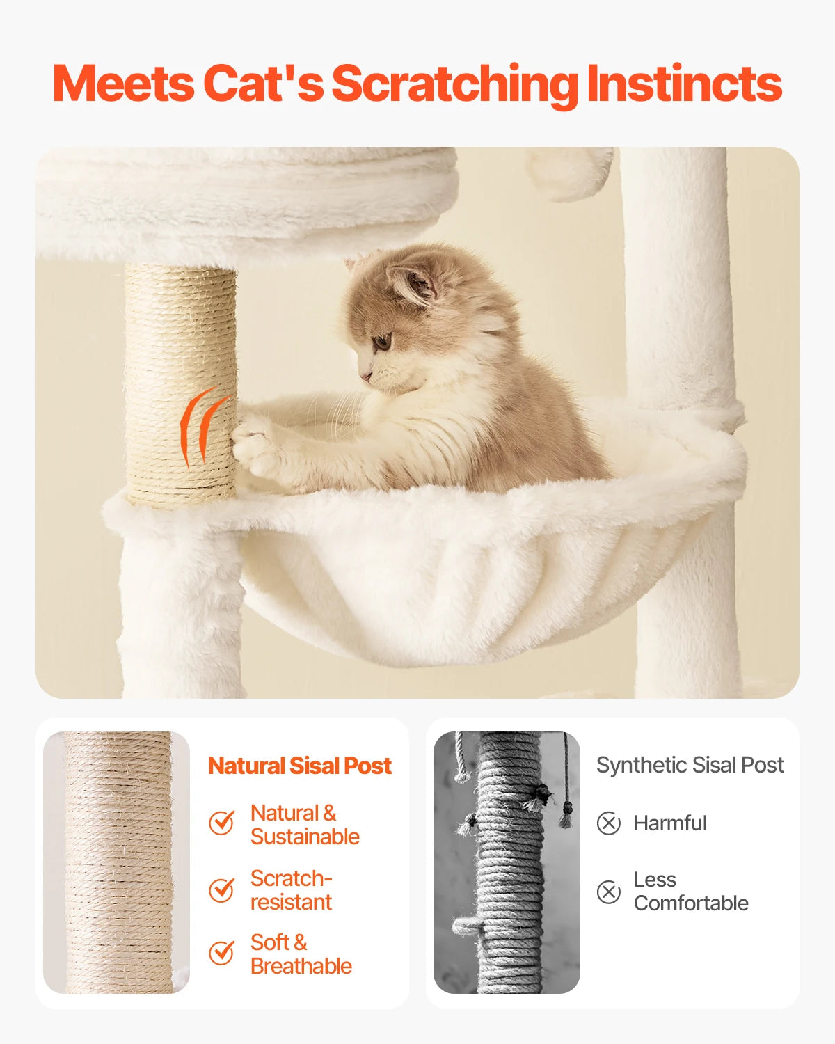 VEVOR Large Cat Tree with Litter Box Enclosure Multi-level Cat Condo Furniture with Sisal Scratching Post Hammock for Indoor Cat