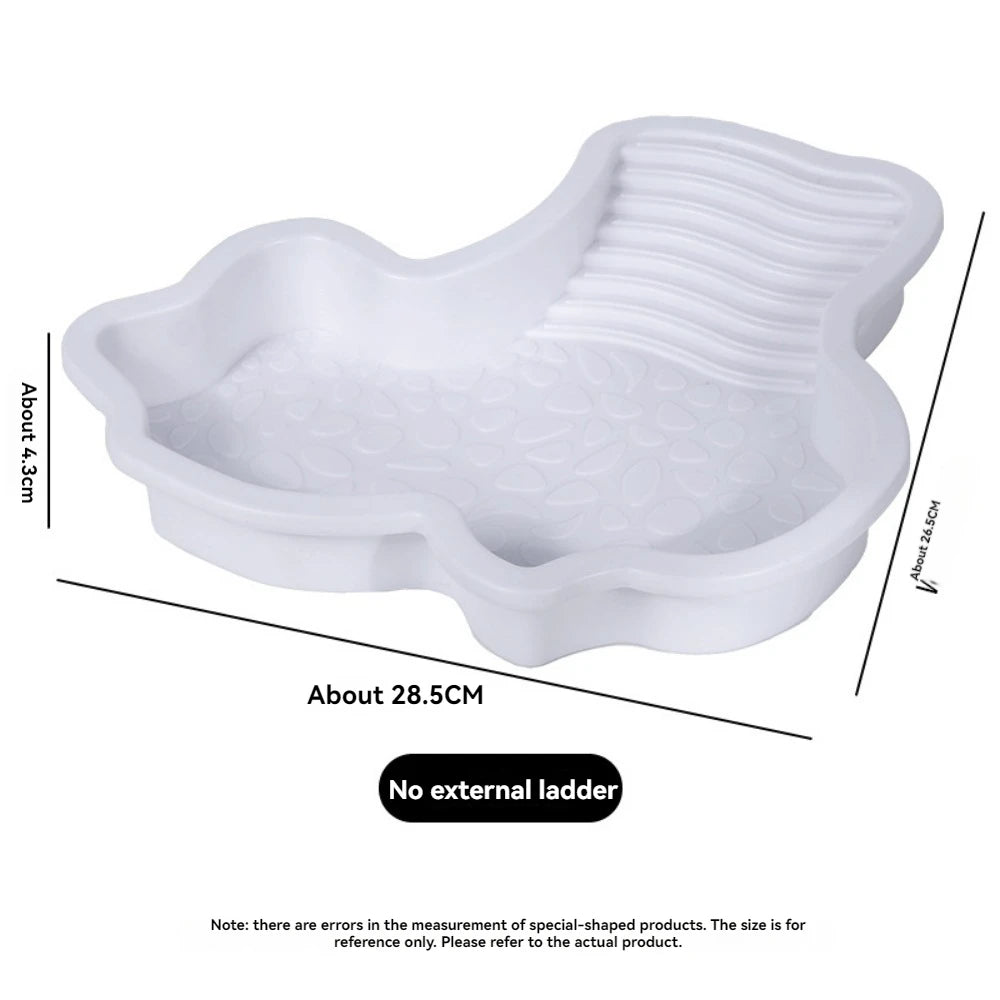 Reptile Bathing Pool Reptile Feeding Dish Water Bowl with Ramp Aquarium Ornament for Snake, Turtle, Bearded Dragon, Lizard Bath