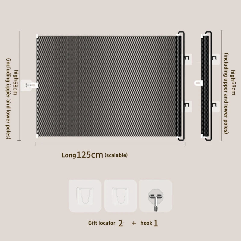 Indoor Retractable Staircase Door Sill Without Drilling Anti Cat Running Jumping Pet Fence Baffle For Doorways Corridors Stairs