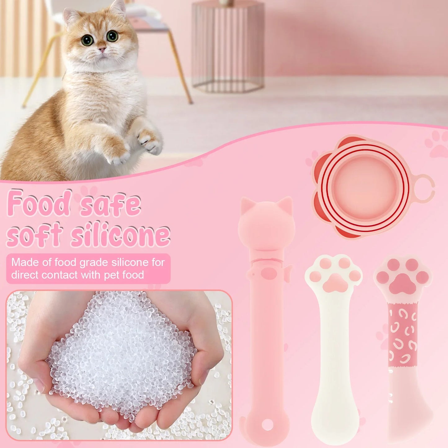 4Pcs Cat Strip Feeder Spoon Silicone Pet Food Can Supplies Set Cat Strip Squeeze Spoon Practical Pet Liquid Snack Feeding Tool